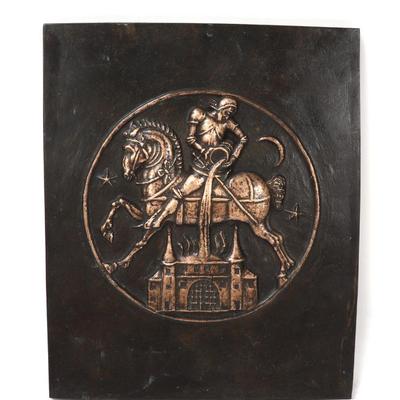 Sale Photo Thumbnail #184: Lot 184 brass plaque of st florian