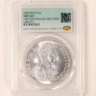 Sale Photo Thumbnail #488: Lot 489 1838 bolivia cased coin