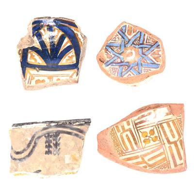 Sale Photo Thumbnail #271: Lot 271 ancient islamic ceramic fragments 4 pieces