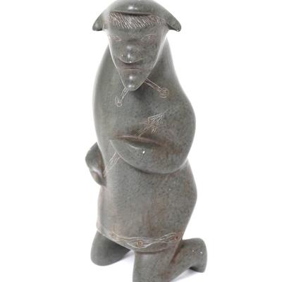 Sale Photo Thumbnail #421: Lot 421 inuit eskimo hunter carving by eyitook