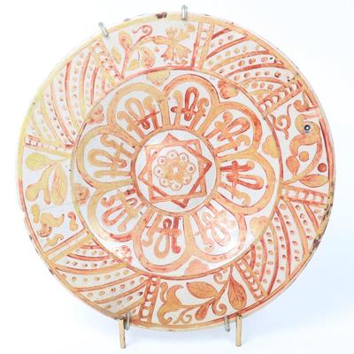 Sale Photo Thumbnail #258: Lot 258 moroccan safi orange glazed dish