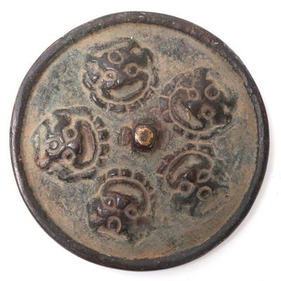 Sale Photo Thumbnail #394: Lot 394 chinese bronze lion beast mirror