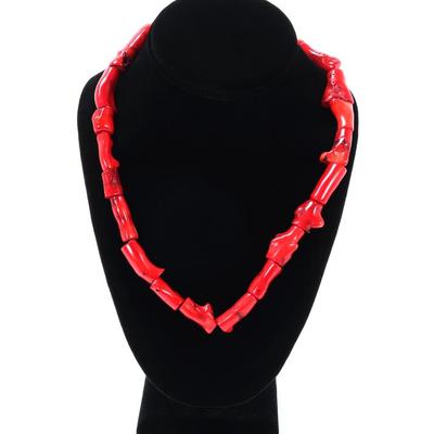 Sale Photo Thumbnail #108: Lot 108 gorgeous bright red coral bead necklace
