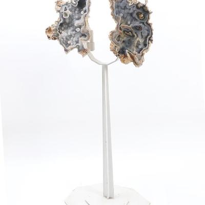 Lot 1 butterfly agate quartz geode on custom stand