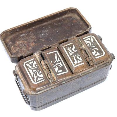 Sale Photo Thumbnail #455: Lot 456 philippines moro betel nut box silver inlay