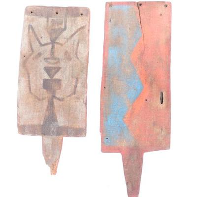 Sale Photo Thumbnail #427: Lot 427 pair of wood hopi dance paddles