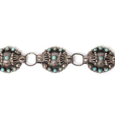Sale Photo Thumbnail #135: Lot 135 vintage navajo silver turquoise bracelet