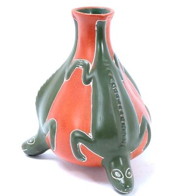 Sale Photo Thumbnail #168: Lot 168 beautiful handmade tripod lizard vessel