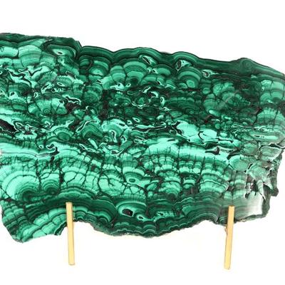 Sale Photo Thumbnail #194: Lot 194 gorgeous bright green malachite cut slab