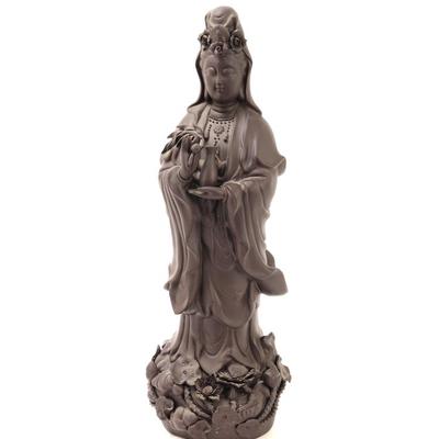 Sale Photo Thumbnail #346: Lot 346 chinese brown glazed standing guanyin
