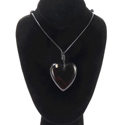 Sale Photo Thumbnail #102: Lot 102 gorgeous amber heart shaped pendant necklace