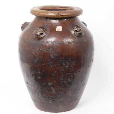 Sale Photo Thumbnail #408: Lot 408 gorgeous song dynasty brown glazed martaban jar