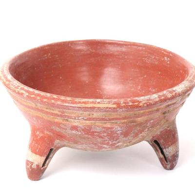 Sale Photo Thumbnail #160: Lot 160 pre columbian tripod rattle bowl chupicauro 400 100 bc