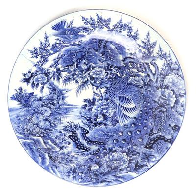 Sale Photo Thumbnail #284: Lot 284 large japanese porcelain blue white charger