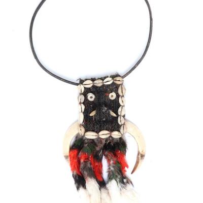 Sale Photo Thumbnail #142: Lot 142 png fiber shell, tusk & feather necklace