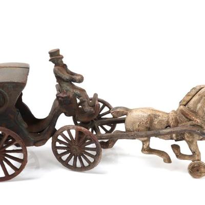 Sale Photo Thumbnail #517: Lot 518 vintage style cast iron horse carriage