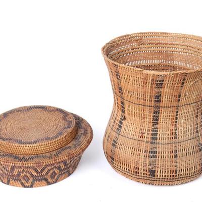 Sale Photo Thumbnail #428: Lot 429 nesting rattan and bamboo baskets