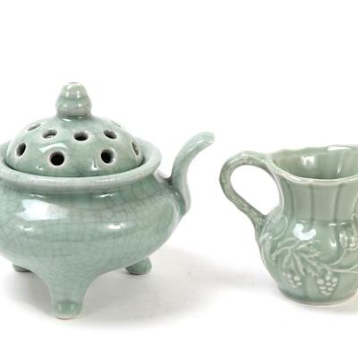 Sale Photo Thumbnail #359: Lot 359 pair of chinese celadon porcelain vessels