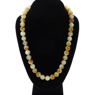 Sale Photo Thumbnail #77: Lot 77 lovely mottled green jadeite style beaded necklace