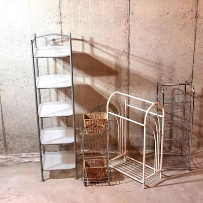 (4) Metal Shelves And Racks