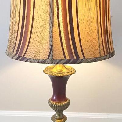 Bedside Table Lamp with Bold Striped Shade 