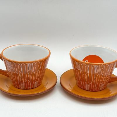 (2) Food Network Cups & Orange Saucers 