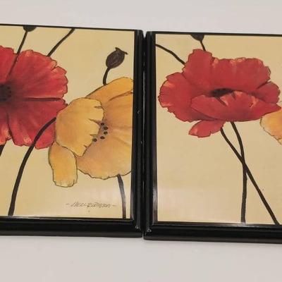 (2) Floral Decorative Squares