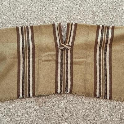 Natural Fiber Striped Poncho