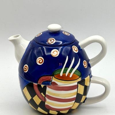 Handpainted Jazz Cafe Teapot/Mug