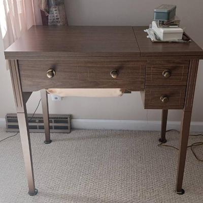 Wooden Kenmore Sewing Table & Sewing Related Items