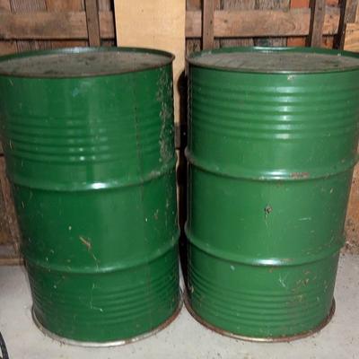 55 Gallon Green Steel Barrels 