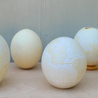 African Carved Ostrich Eggs
