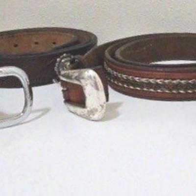 Leather Belts w/Silver Tone Buckles