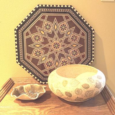 Laguna Marquetry Tray, Spain/Kristi Desalsa Pottery/Studio Art Pottery Trinket Dish 