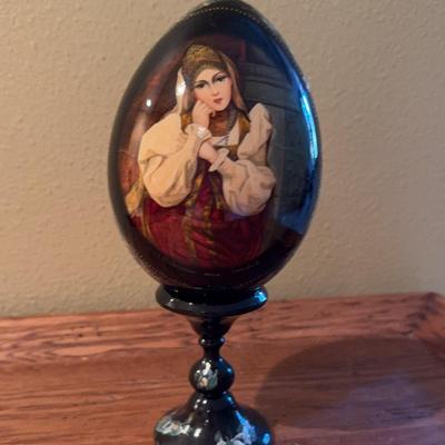 Large Russian Folk Art Egg w/Stand