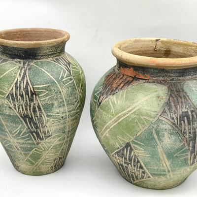 (2) Leaf Vases
