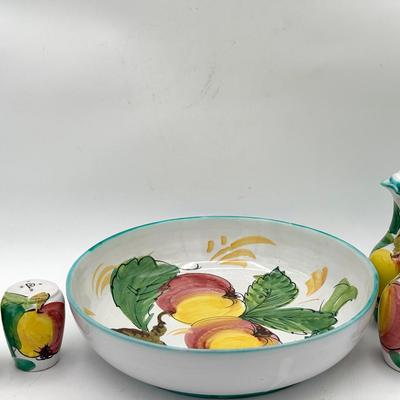 Italian Serving Bowl, Salt & Pepper Shakers And (2) Crusts