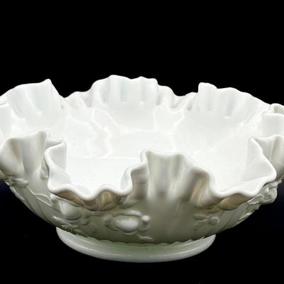 Ruffled Milk Glass Serving Bowl
