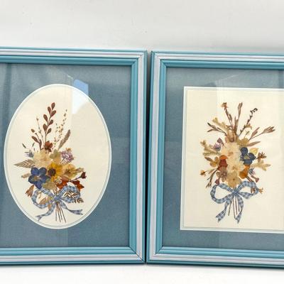 (2) Vintage Pressed Flower Framed Art
