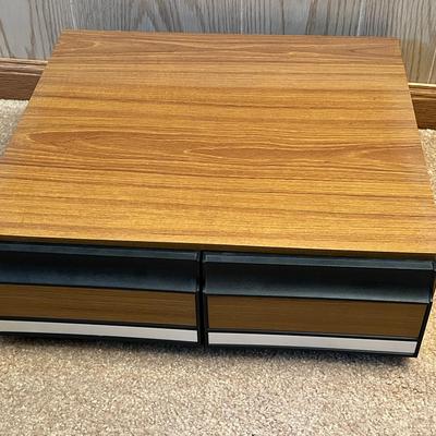 Vintage 1970s-1980s Woodgrain VHS Tape Holder with Two Drawers of Movies & Fights