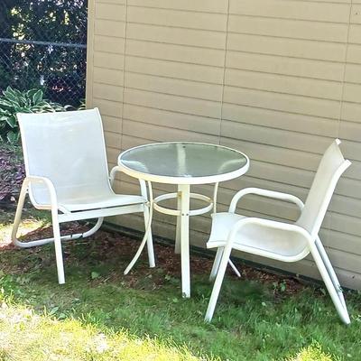 (3) White Patio Furniture Set