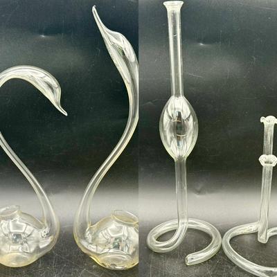 (4) Long Thin Bud Vases