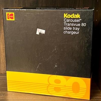 Kodak Carousel Transvue 80 with Slides Labeled “Isle de Orleans”