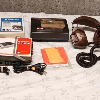 Johnson VHS, Sanyo Cassette Tape Recorder, & Mura Headphones