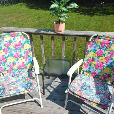 (2) Floral Chairs & A Table