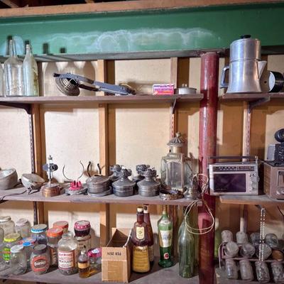 Antique/Vintage Lighting, Kitchen Goods, Bottles & More