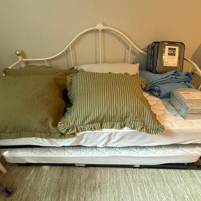 Sale Photo Thumbnail #71: White metal trundle bed frame