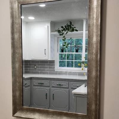 Large Beveled Wall Mirror with Metallic Color Frame