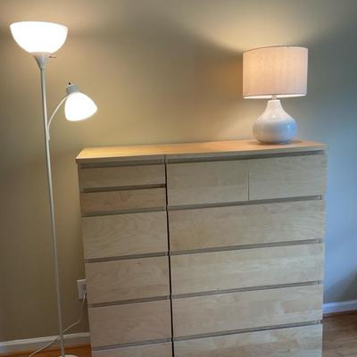 Pair of Modern Lamps with Birch Dressers