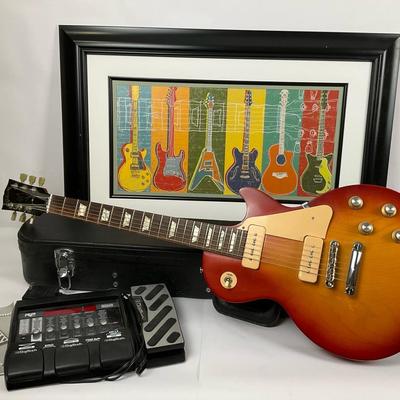 Gibson Les Paul Guitar with Accessories and Art Print